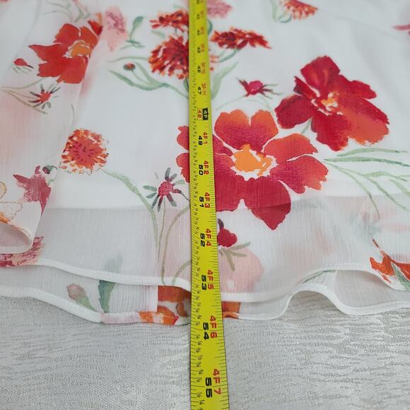 Calvin Klein floral Flutter sleeve Maxi dress white floral Sz 2 Feminine modest - Picture 6 of 12